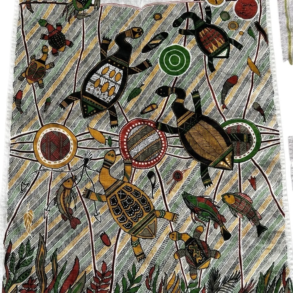 Vintage Australian Linen Souvenir Tea Towel Set Rodriguez Attunga Turtles Koalas
